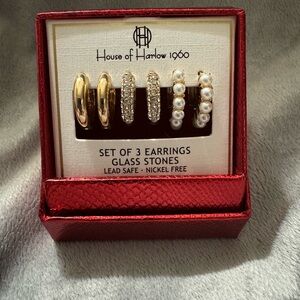 House of Harlow 1960 Earrings 3 Pair with Gift Box NWOT